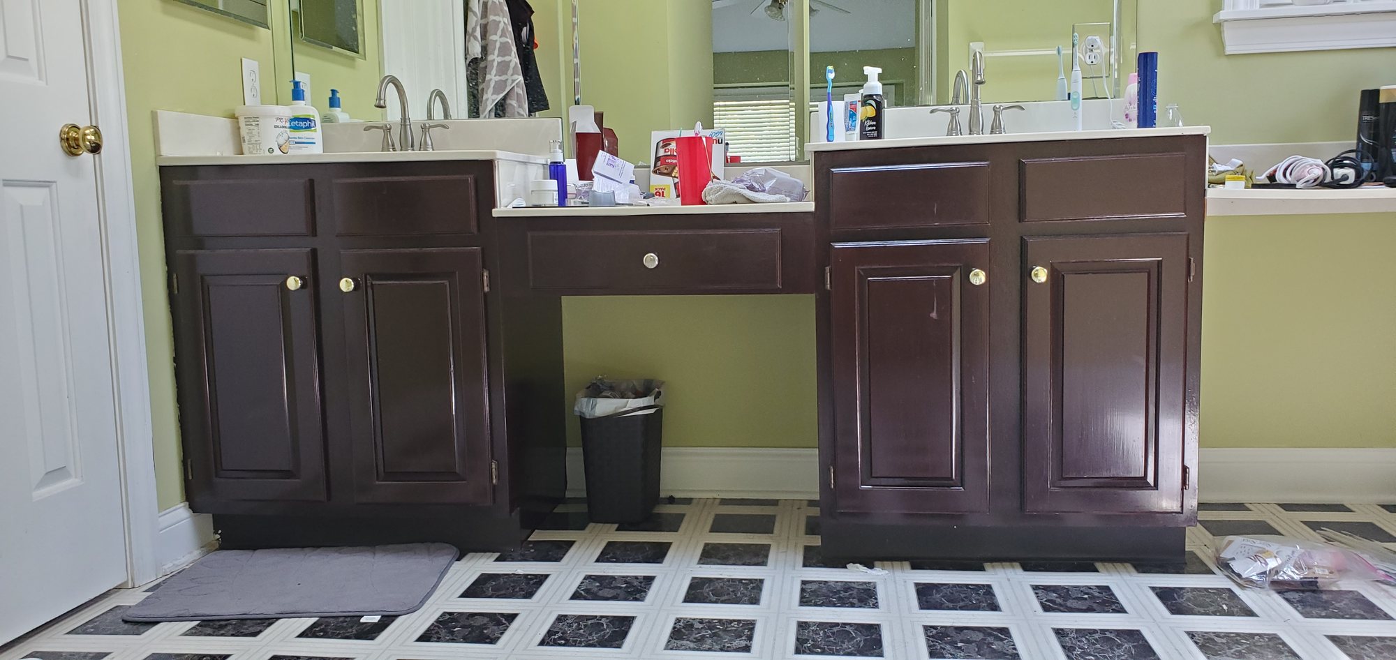 Dark bathroom vanity cabinets before Dark bathroom vanity cabinets before — Segor Painting, Columbus OH
