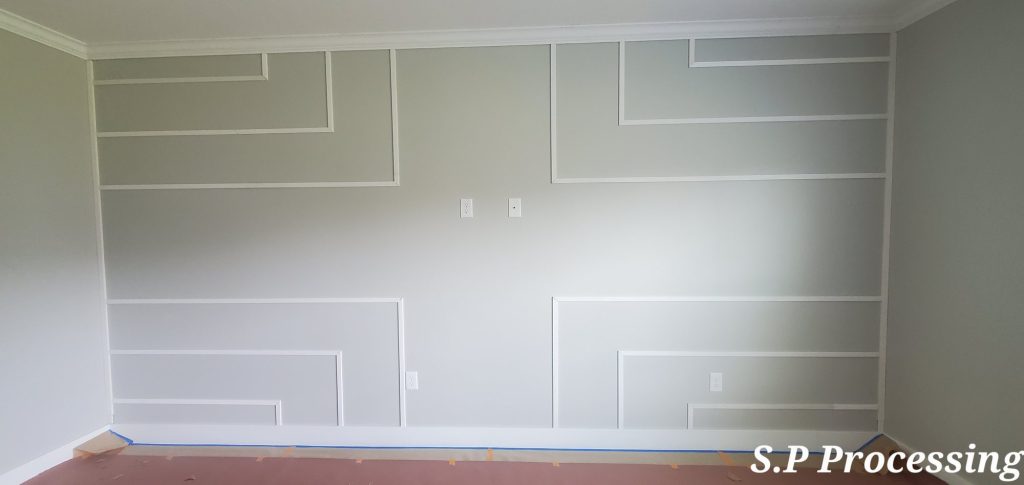 Geometric accent wall trim before — Segor Painting, Columbus OH