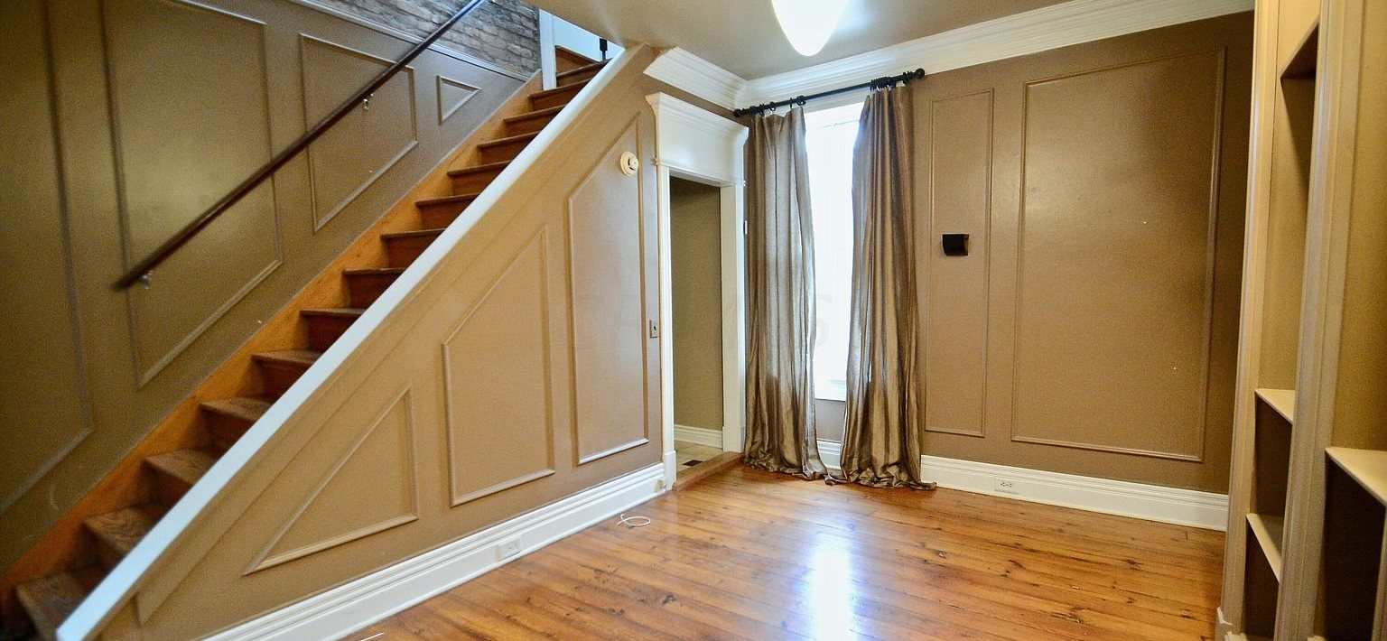 Interior wainscoting staircase before — Segor Painting, Columbus OH